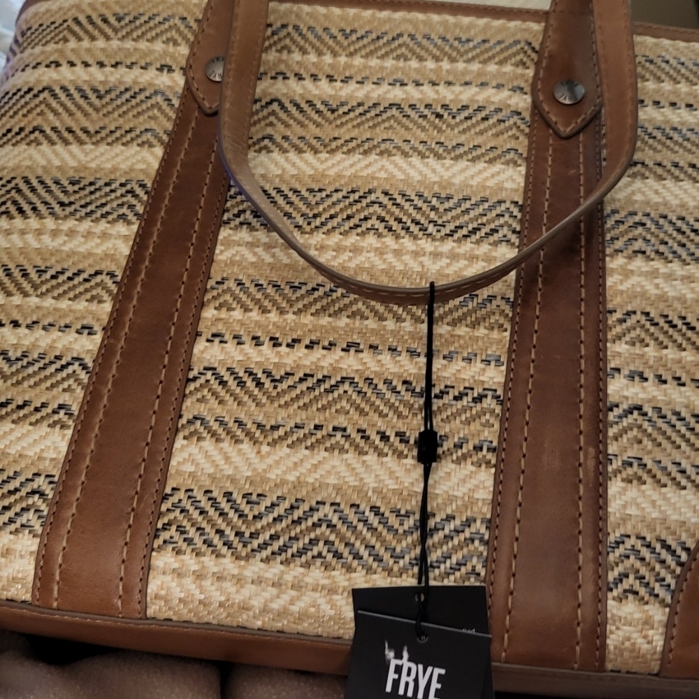 Frye Tan and Brown Woven Tote